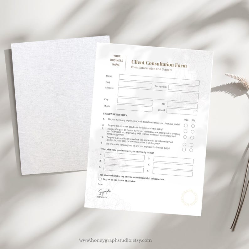 Client Consultation Form Template: Skincare Consent, Editable PDF - Etsy