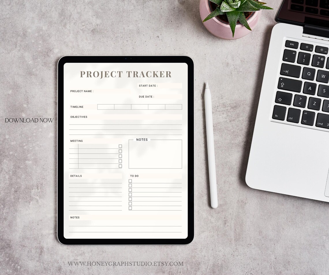 Project Tracker Template: Editable Printable Task Organizer (PDF Canva ...