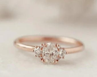 Ovaal geslepen moissaniet verlovingsring roségouden drie stenen trouwring bruids belofte ring verjaardagscadeau voor haar belofte ring voor vrouwen