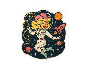 スペースカウガール - レトロ - キスカットビニールデカール
