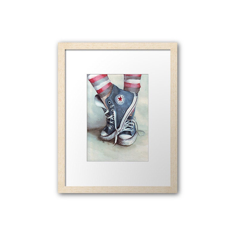 Print of All Stars Converse sneakers. Art by Helga McLeod | Etsy