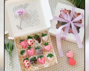 30pcs White Bakery Treat Boxes with Window | 8x8x2.5 Dessert Boxes for Cookies, Strawberries, Pastries, Donuts | Gift Packaging Containers