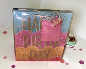 Extra Large Birthday Gift Bags with Tissue Paper and Tags – 2 Pack 16" Reusable Paper Bags for Presents – Colorful Gift Bags for Kids, Women