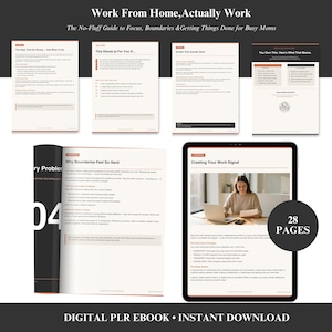 WFH Productivity Guide for Moms | Focus System, Remote Work Routine (PLR Ebook)