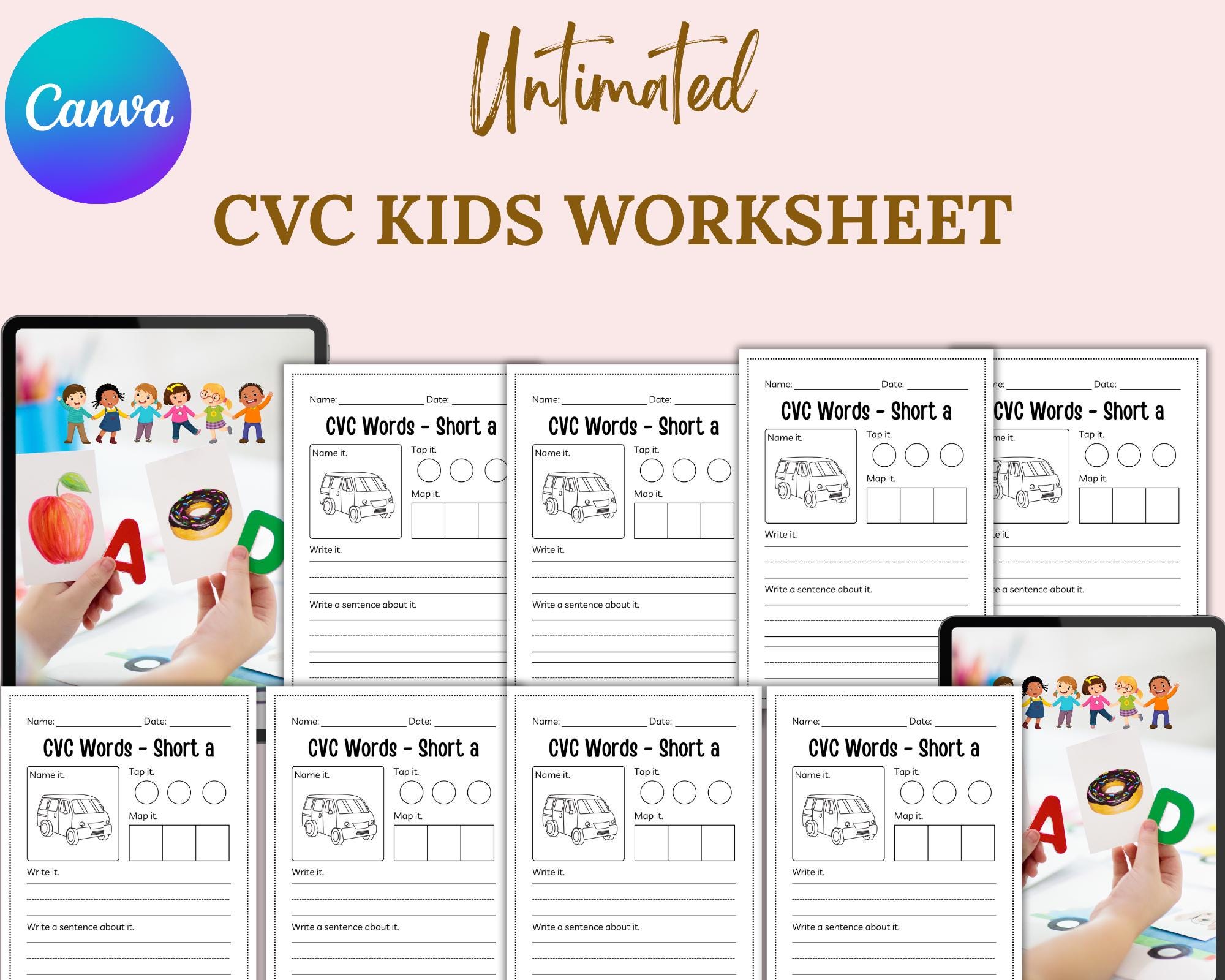 Printable CVC Word Worksheets for Kids – Phonics Activity, Early ...