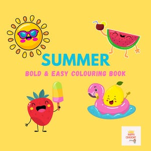 Summer Colouring Book – Easy, Bold Pages for Kids & Adults 29 Coloring Pages A4 PDF Print-At-Home Instant Download