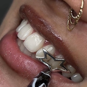 Star Window Cap Dental Gold & Silver Custom Made Grillz — Handmade Custom Personalised Fit Grillz FREE Mould kit! Free Shipping!
