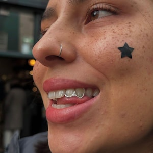 Open Face Window Inlay Cap With Diamond Stone— Handmade Custom Fit Grillz in Sterling Silver or Gold | Any Teeth! Free Mould Kit Included!