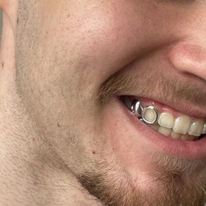 Open Face Window & Plain Cap— Handmade Custom Personalised Fit Grillz in Sterling Silver or Gold | Any Teeth! Free Mould Kit Included!
