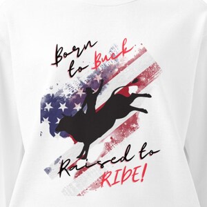 Sudadera blanca de jinete de toros, sudadera blanca de rodeo, atuendo de rodeo, sudadera de jinete de toros, sudadera de aficionado al rodeo, sudadera de granja