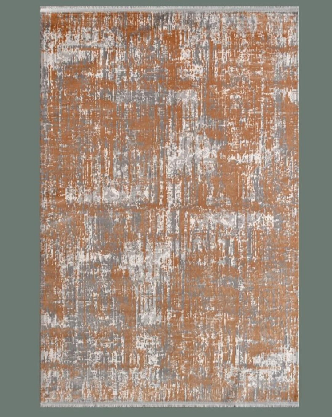 Detailed Rug Modern Gold and Grey Detailed Rug – 160x230 Cm | Luxurious Silky ...