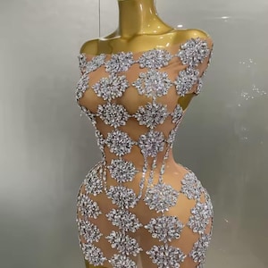Luxury Dress/Rhinestone Dress/Crystal Dress/ Birthday Dress/Party Dress/Occasion Dress/Gemstone Dress
