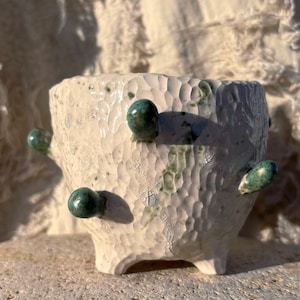 Organic Planter – Unique Shaped Textured White Pot