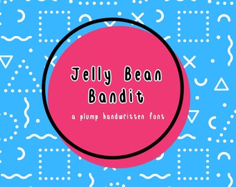 Instant Download: Playful Handwritten Font, "Jelly Bean Bandit", Simple and Cute Typeface, OFT and TTF, Digital Planner Font, Commercial Use