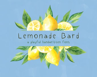 Instant Download: Charming Handwritten Font, "Lemonade Bard", Simple and Fun Typeface, OFT and TTF, Digital Planner Font, Commercial Use