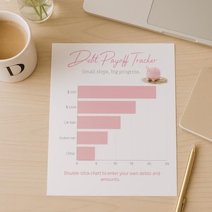 Debt Snowball Tracker: Editable Chart, Printable PDF (Canva Template)