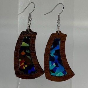 A Mother’s Joy - Laser Cut Hardwood Earrings With Acrylic Inlay–Custom Hook Options– Lightweight & Natural – Free U.S. Shipping