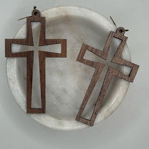 A Mother’s Faith - Laser Cut Walnut Hardwood Earrings –Custom Hook Options– Lightweight & Natural – Free U.S. Shipping