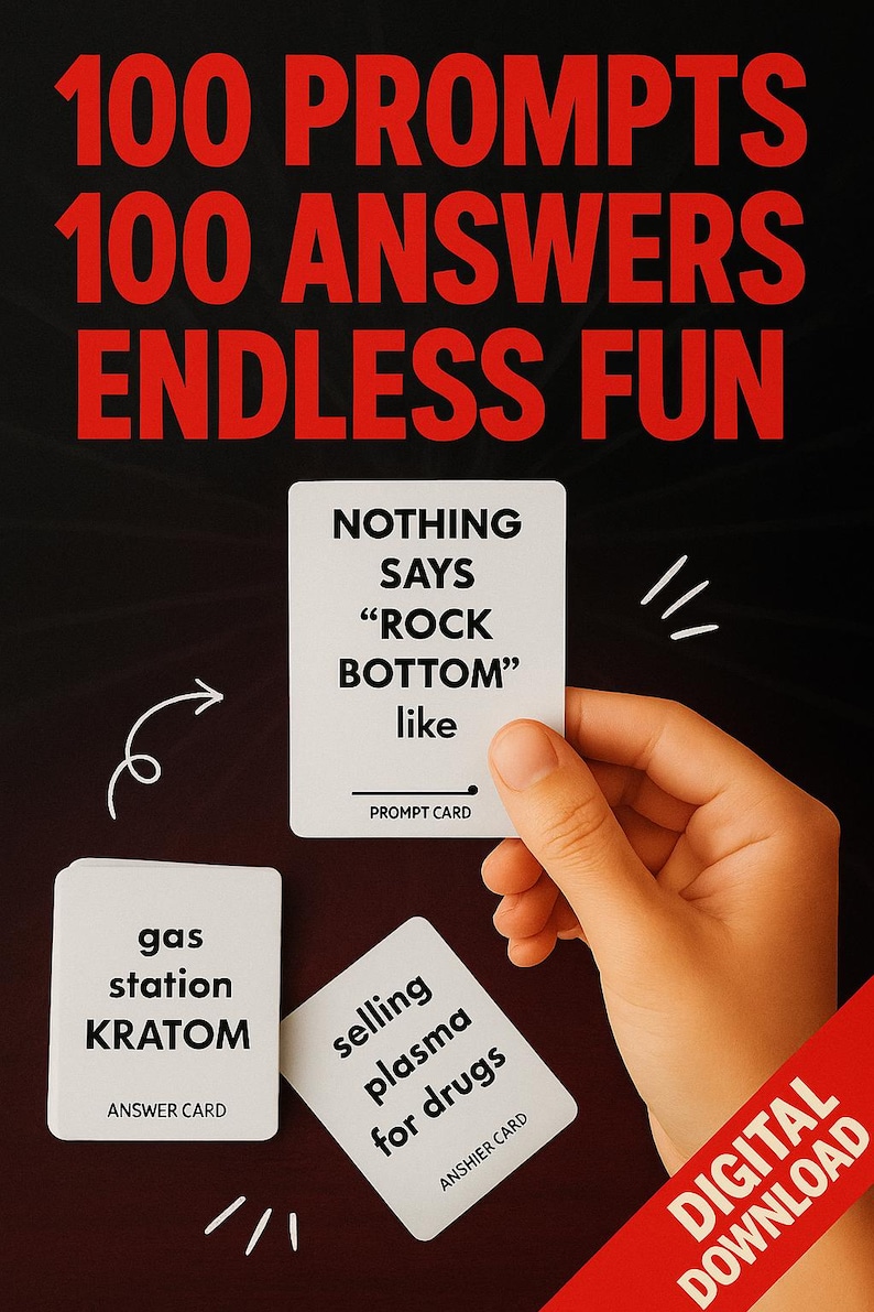 Dark Humor Recovery Card Game: Sobriety Icebreaker (printable PDF) - Etsy