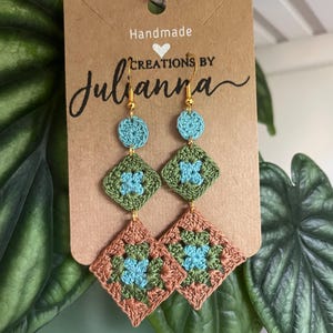 Crochet Progressive Drop Granny Square Earrings