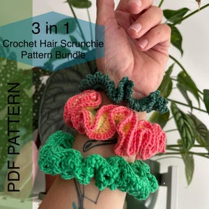 3-in-1 Crochet Hair Scrunchie Pattern Bundle PDF PATTERN ONLY