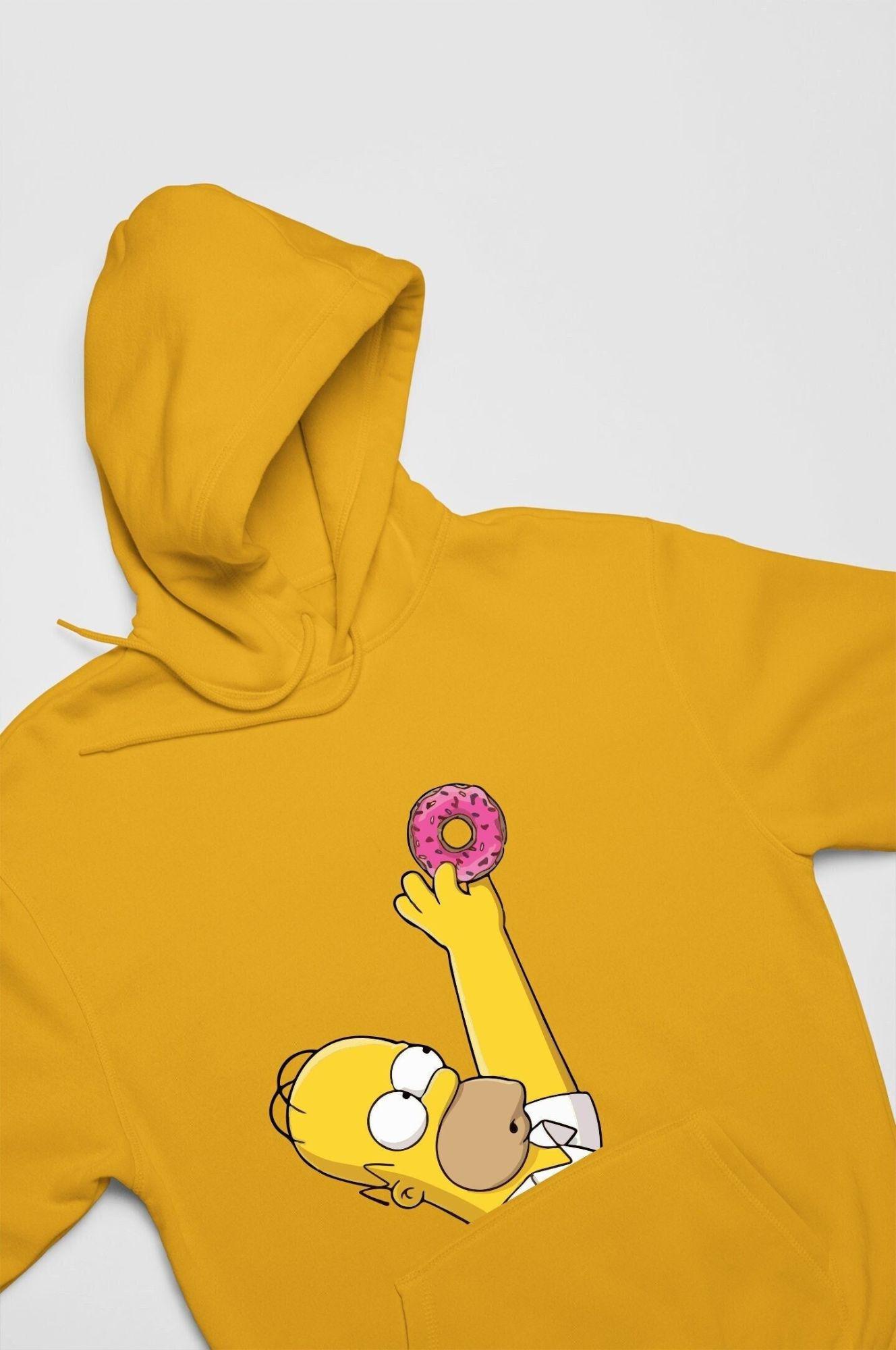 Homer Simpson Donut Hoodie: Unisex Graphic Print, Soft Fleece