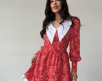 red floral long sleeve mini dress NWT J. Crew Red Floral Long Sleeve Mini Dress 22