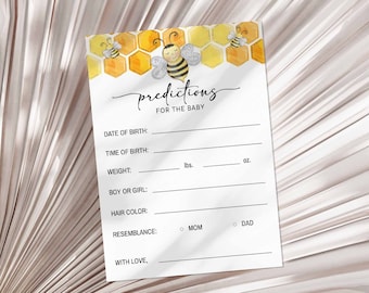 Bee Predictions for the Baby Shower Game, Honey Bee Guess Baby Weight, Baby Stats Game, INSTANT DOWNLOAD