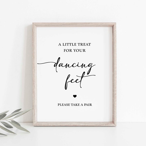 A Little Treat for your Dancing Feet Wedding Sign, Minimalist Dance Floor Table Sign, 2 Sizes, INSTANT DOWNLOAD