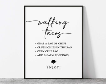 Graduation Walking Tacos Sign, Taco Sign, Minimalist Graduation Sign, 2 Sizes, INSTANT DOWNLOAD, MGR