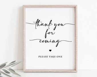 Minimalist Thank You For Coming Favor Sign, Minimalist Black & White Bridal Shower Sign, 2 Sizes, INSTANT DOWNLOAD