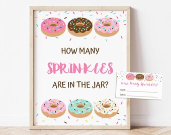 Guess How Many Sprinkles in the Jar Baby Shower Game, Donut Pink Sprinkle Guessing Game & Tickets, INSTANT DOWNLOAD