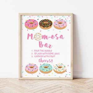 Mom-osa Bar Baby Shower Sign Pink Donut Sprinkle Mimosa Sign - Etsy