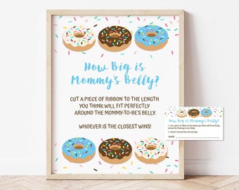 How Big is Mommy's Belly Baby Shower Game Sign & Tickets, Blue Donut Sprinkle Baby Shower Sign, INSTANT DOWNLOAD