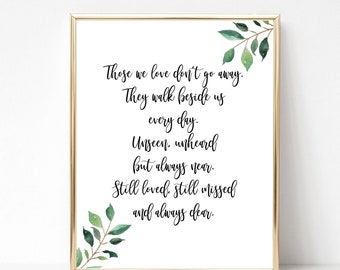 Those We Love Don't Go Away Memory Art Print, Wedding Memorial Sign, Remembrance Poem, 2 Sizes, INSTANT DOWNLOAD