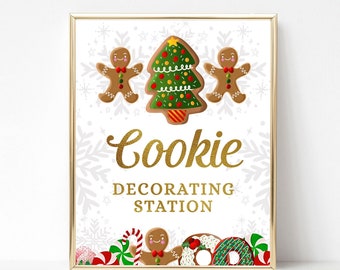 Cookie Decorating Station Sign, Christmas Cookie Exchange Party Sign, Winter Shower, 2 Sizes, INSTANT DOWNLOAD, SC01