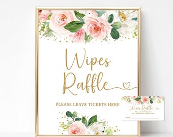 Blush Wine Raffle Tickets & Sign, Bring a Bottle of Wine, Blush Floral Invitation Insert, INSTANT DOWNLOAD, BWF