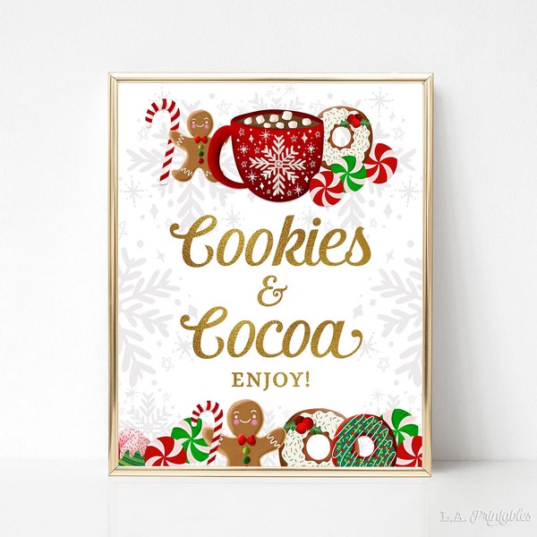 Cookies & Cocoa Party Sign, Christmas Party Sign, Gender Neutral Shower, 2 Sizes, INSTANT DOWNLOAD, SC01