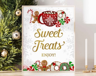 Sweet Treats Christmas Party Sign, Christmas Winter Birthday Sign, 2 Sizes, INSTANT DOWNLOAD, SC01