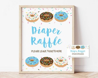 Blue Donut Diaper Raffle Tickets & Sign, Bring a Pack of Diapers, Donut Sprinkle, INSTANT DOWNLOAD