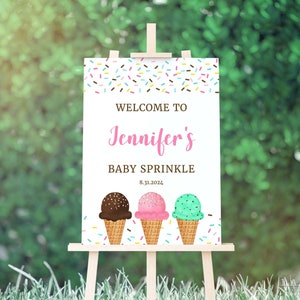 Ice Cream Welcome Sign Template, Ice Cream Baby Sprinkle Editable Welcome Sign, TEMPLETT