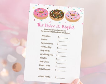 The Price is Right Baby Shower Game, Pink Donut Sprinkle Shower Game, Baby Girl, Guess The Price, INSTANT DOWNLOAD