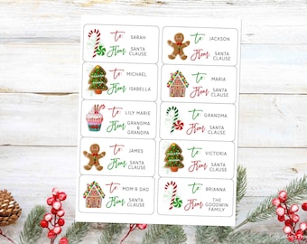 EDITABLE Christmas Gift Labels Template, Sweet Christmas Gift Tags, To and From Tags, Avery 18163, DIY Edit on Corjl, SC01