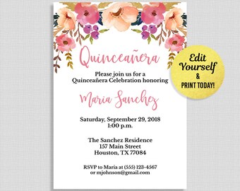 quinceanera invitation template etsy