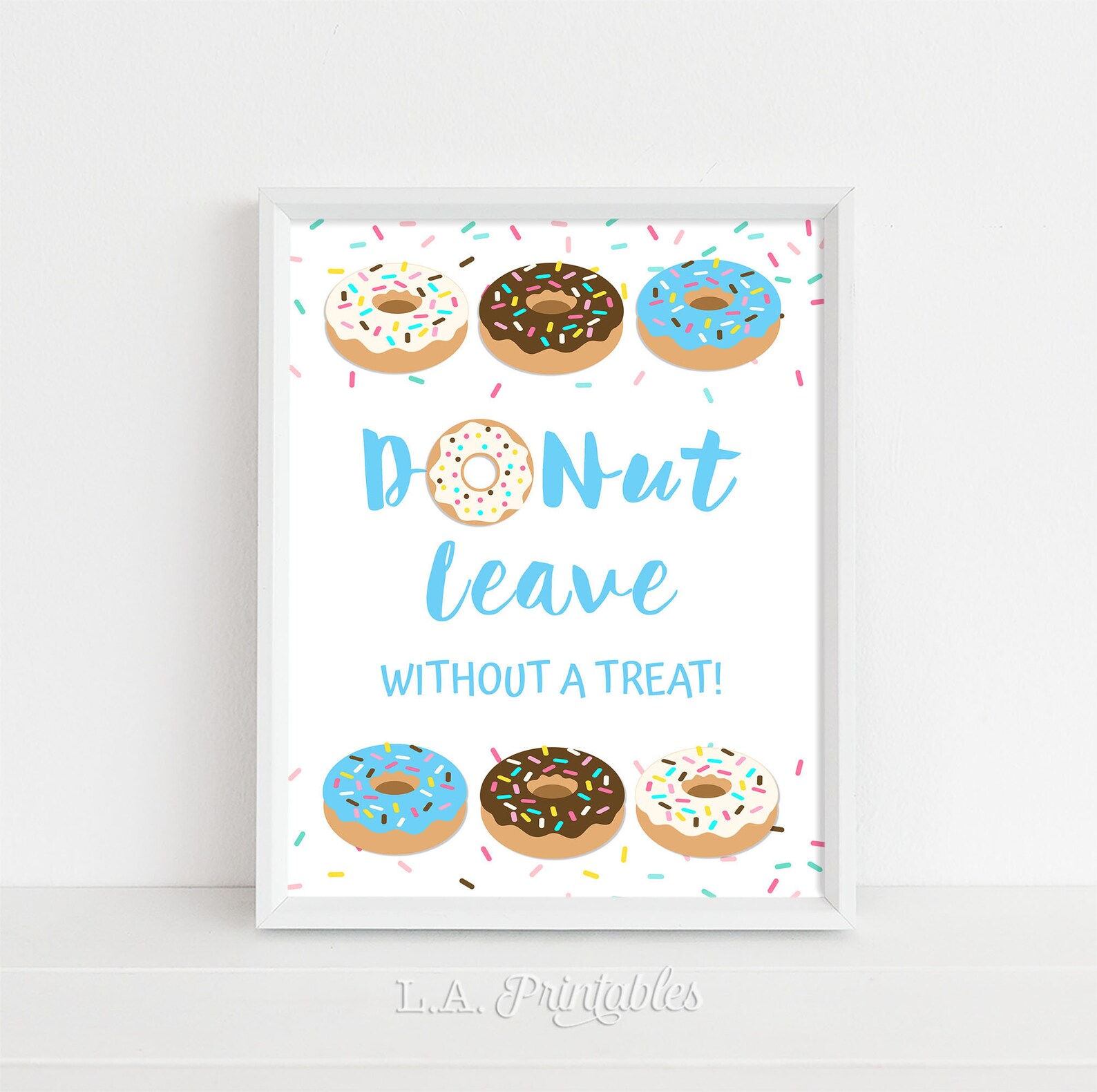 Donut Leave Without a Treat Party Sign Blue Donut Birthday | Etsy