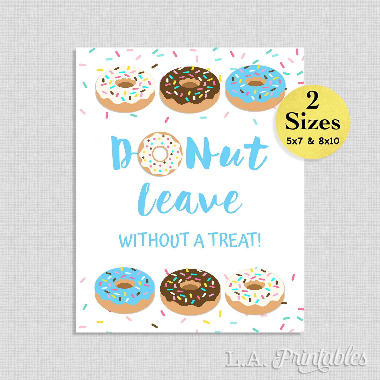 Donut Leave Without a Treat Party Sign Blue Donut Birthday | Etsy