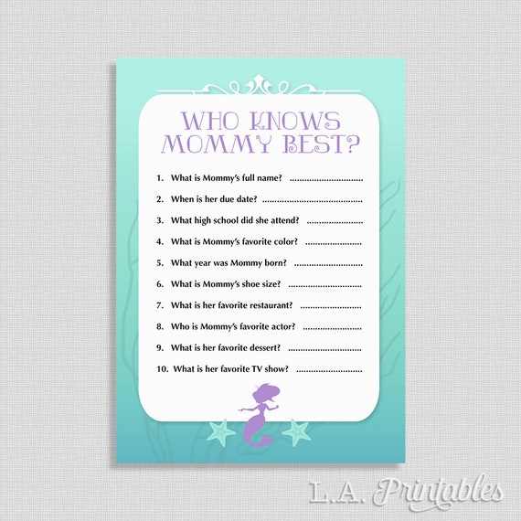Who Knows Mommy Best Baby Shower Game Mermaid Baby Shower Etsy Who Knows Mommy Best Baby Shower Game Mermaid Baby Shower Etsy