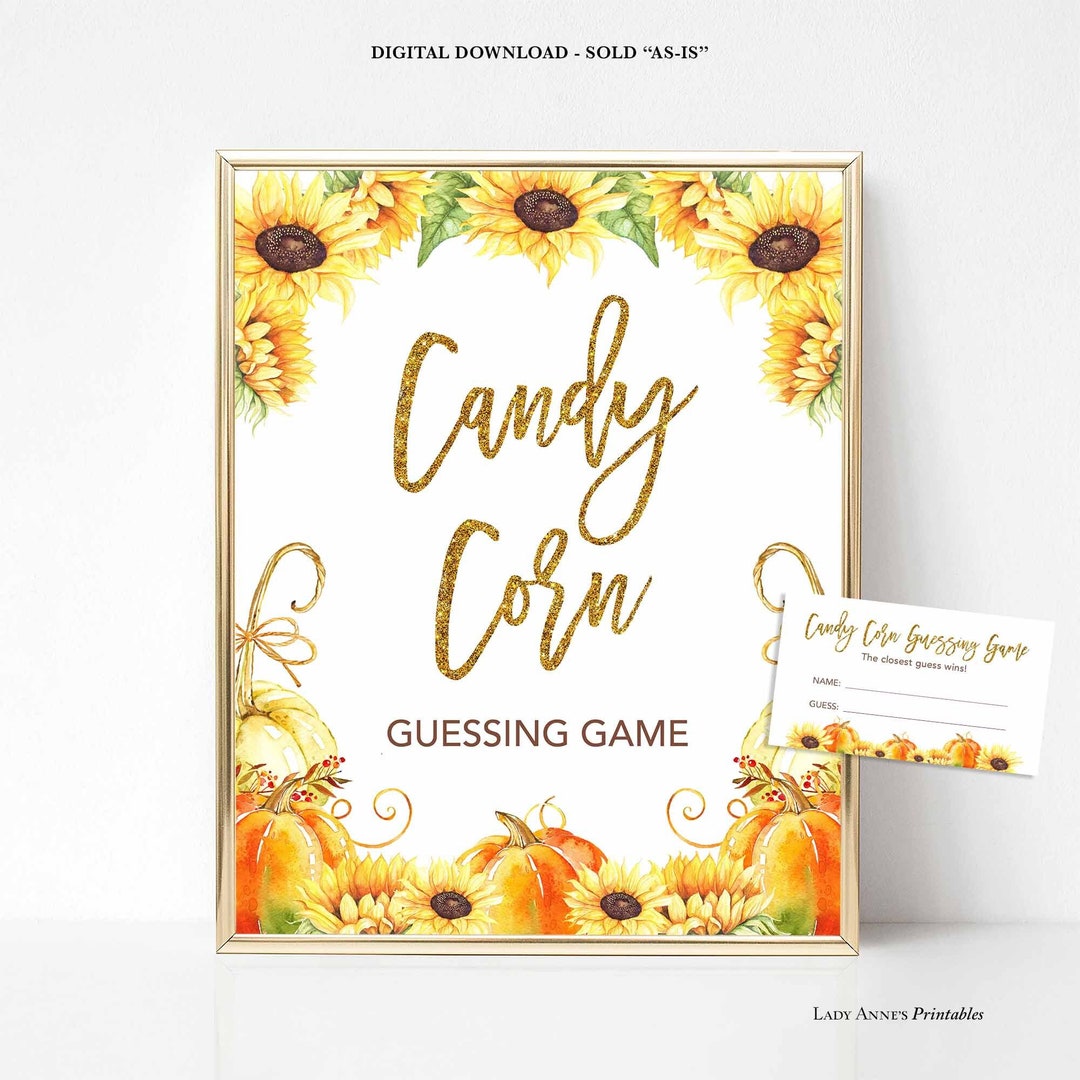 Fall Candy Corn Guessing Game Orange Pumpkins Shower Guess