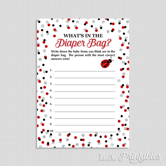 Diaper Bag Game Guess What's in the Diaper Bag Game Red Etsy