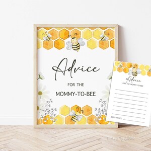 Advice for the Mommy to Bee Printable Sign &amp; Cards, Honey Bee Baby ...